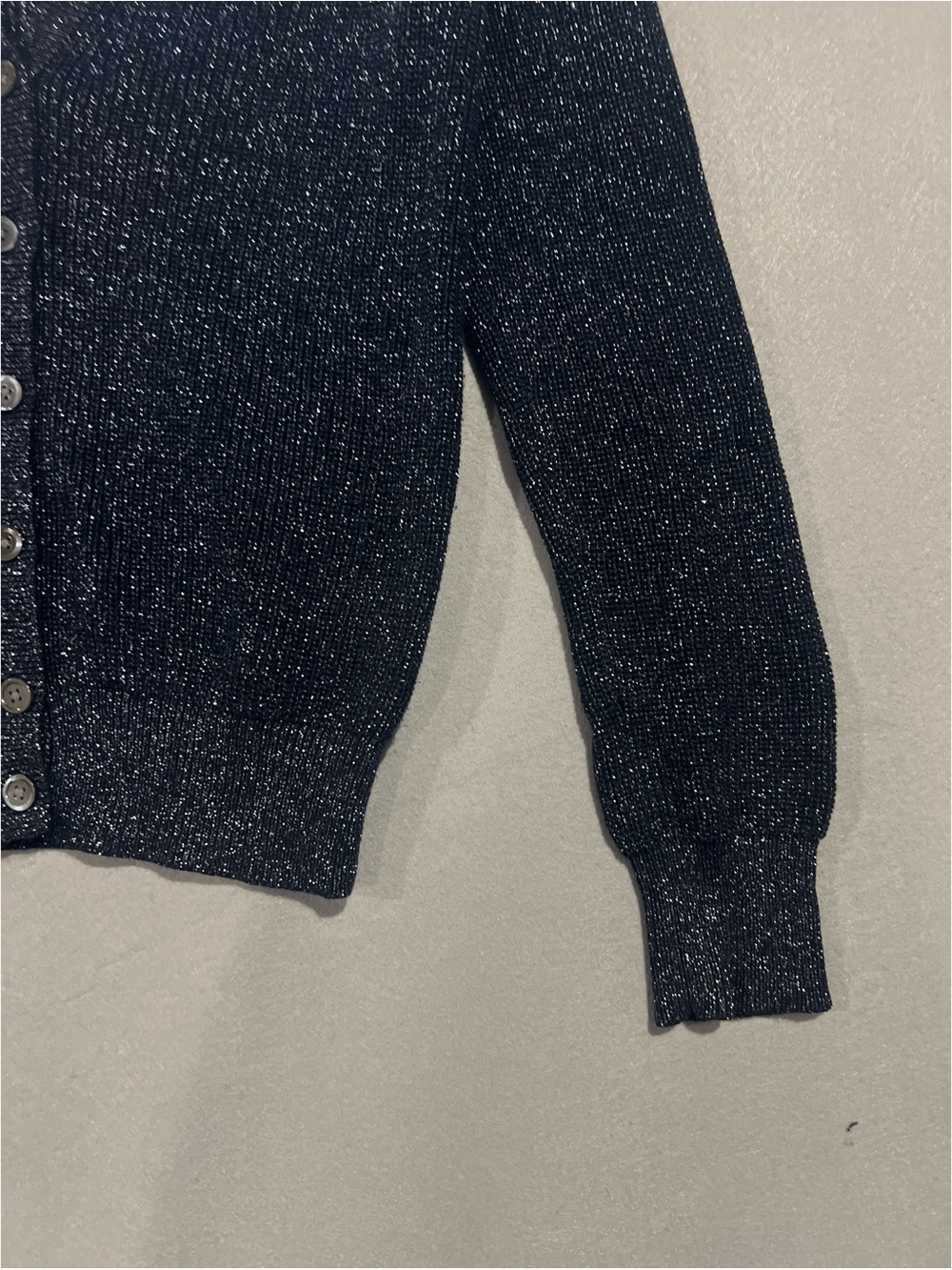 J.Crew Sparkly Metallic Ribbed Cardigan Women’s Small Navy Blue Silver C3877 - Picture 7 of 11